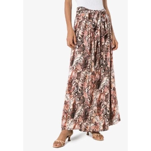 NEW Melissa Obadash Size Large Skirt Elsa Belted Snake Print Voile Maxi Skirt - Picture 5 of 13